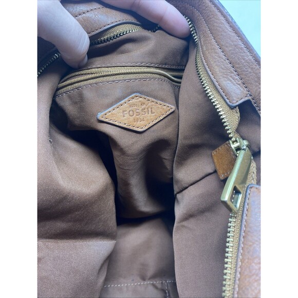 Fossil Maya Hobo Brown Leather Bag Shoulder Purse Cowhide Leather - Picture 7 of 9